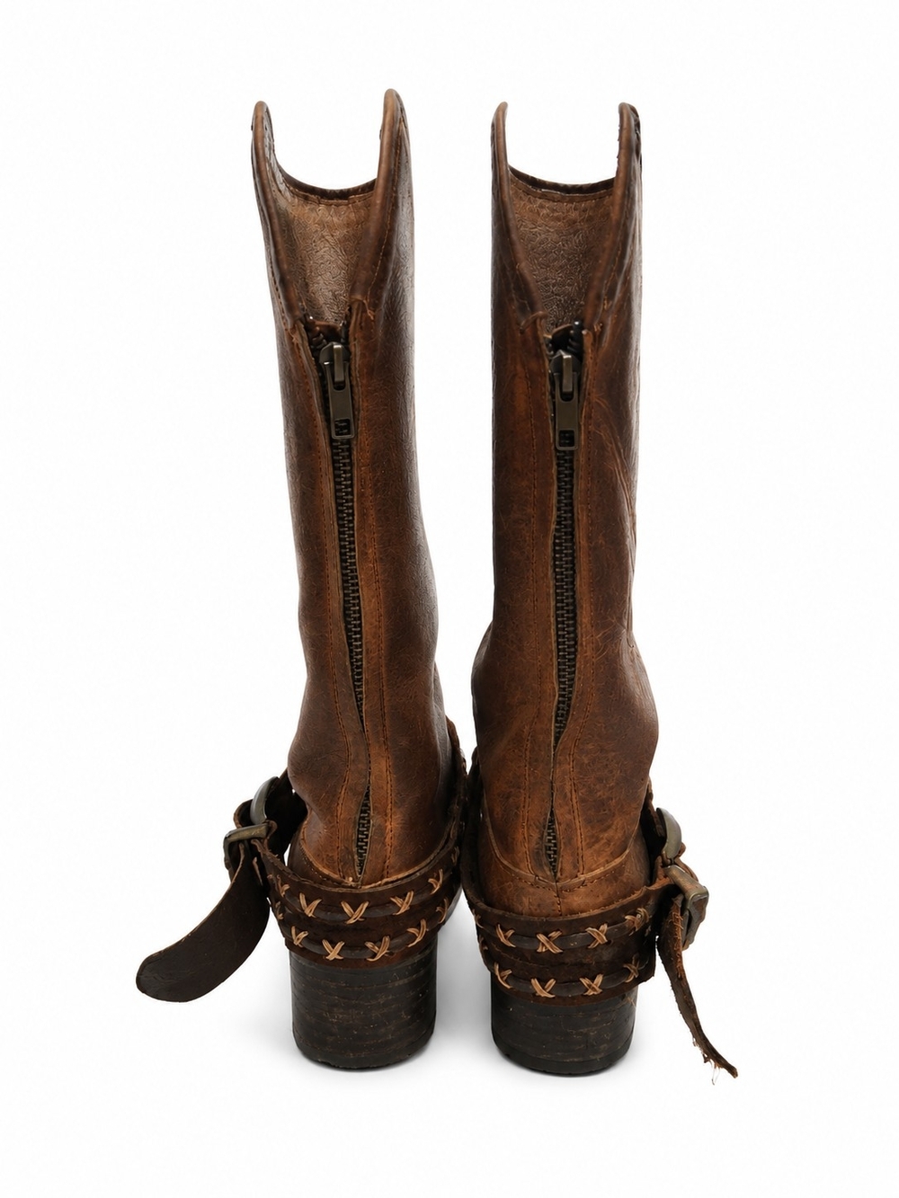 Freebird Knox Boots Size 6 Distressed Brown Leather Harness Boots Boho Chic - Picture 5 of 16